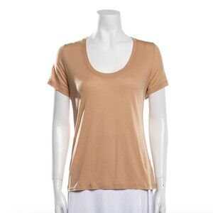 Reformation Short Sleeve Scoop Neck T-Shirt Tee Beige Tan Sand Size Medium
